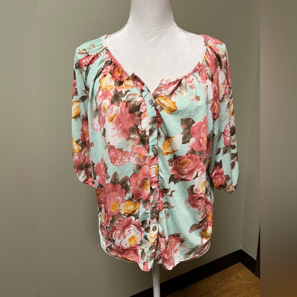 Floral button down top